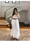 BEYAZ KEMERLİ ETEKLİ PANTOLON-51354