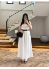BEYAZ KEMERLİ ETEKLİ PANTOLON-51354
