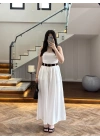BEYAZ KEMERLİ ETEKLİ PANTOLON-51354