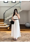 BEYAZ KEMERLİ ETEKLİ PANTOLON-51354