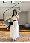 BEYAZ KEMERLİ ETEKLİ PANTOLON-51354