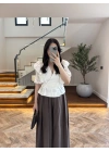 BEYAZ KETEN FIRFIR DETAY BLUZ -5507