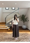 BEYAZ KETEN FIRFIR DETAY BLUZ -5507