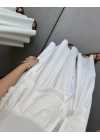 BEYAZ KETEN GOFRE NAKIŞLI TASARIM ETEK TAKIM