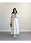 BEYAZ KOLLARI NAKIŞLI MÜSLİN ELBİSE