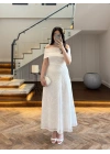 BEYAZ PELERİN DETAY ELBİSE-EU3237