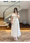 BEYAZ PELERİN DETAY ELBİSE-EU3237