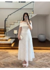 BEYAZ PELERİN DETAY ELBİSE-EU3237