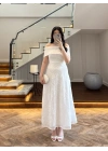 BEYAZ PELERİN DETAY ELBİSE-EU3237