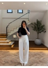 BEYAZ PİLELİ PALAZZO PANTOLON-51078
