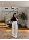 BEYAZ PİLELİ PALAZZO PANTOLON-51078