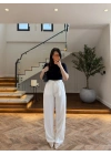 BEYAZ PİLELİ PALAZZO PANTOLON-51078