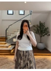 BEYAZ YARIM KOL TRİKO BLUZ-5376