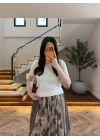 BEYAZ YARIM KOL TRİKO BLUZ-5376