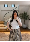 BEYAZ YARIM KOL TRİKO BLUZ-5376