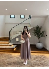 BİSKÜVİ VATKALI KEMERLİ ELBİSE -4066