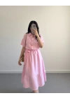 BİSO PEMBE MÜSLİN ELBİSE