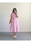 BİSO PEMBE MÜSLİN ELBİSE