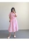 BİSO PEMBE MÜSLİN ELBİSE