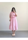 BİSO PEMBE MÜSLİN ELBİSE