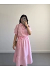 BİSO PEMBE MÜSLİN ELBİSE