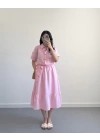 BİSO PEMBE MÜSLİN ELBİSE