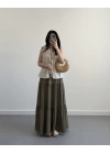 BOHO HAKİ UZUN ETEK