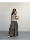 BOHO HAKİ UZUN ETEK