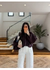 BORDO BÜZGÜ DETAY BUMBER CEKET -7778
