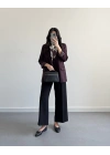 BORDO ÇİZGİ DETAYLI BLAZER CEKET