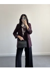 BORDO ÇİZGİ DETAYLI BLAZER CEKET