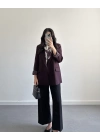 BORDO ÇİZGİ DETAYLI BLAZER CEKET