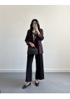 BORDO ÇİZGİ DETAYLI BLAZER CEKET