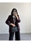 BORDO ÇİZGİ DETAYLI BLAZER CEKET