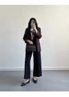 BORDO ÇİZGİ DETAYLI BLAZER CEKET