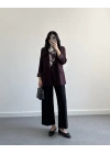 BORDO ÇİZGİ DETAYLI BLAZER CEKET