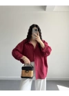 BORDO DÜŞÜK OMUZLU GÖMLEK