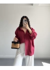 BORDO DÜŞÜK OMUZLU GÖMLEK
