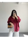 BORDO DÜŞÜK OMUZLU GÖMLEK
