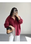 BORDO DÜŞÜK OMUZLU GÖMLEK
