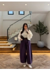BORDO EKOSE KEMERLİ PANTOLON-51478