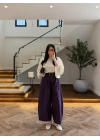 BORDO EKOSE KEMERLİ PANTOLON-51478