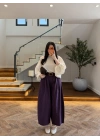 BORDO EKOSE KEMERLİ PANTOLON-51478
