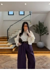 BORDO EKOSE KEMERLİ PANTOLON-51478