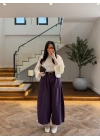 BORDO EKOSE KEMERLİ PANTOLON-51478
