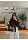BORDO EKOSELİ BELİ LASTİKLİ MONT -9784