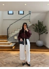 BORDO EKOSELİ BELİ LASTİKLİ MONT -9784