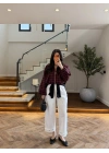 BORDO EKOSELİ BELİ LASTİKLİ MONT -9784