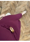 BORDO GOLD KEMER DETAY YIRTMAÇLI ELBİSE-3909