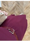 BORDO KEMERLİ MİDİ ELBİSE-4228
